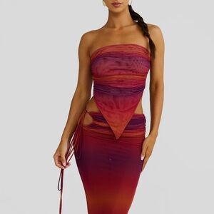 ELIA Burgundy Ombre Mesh Top | Melani The Label